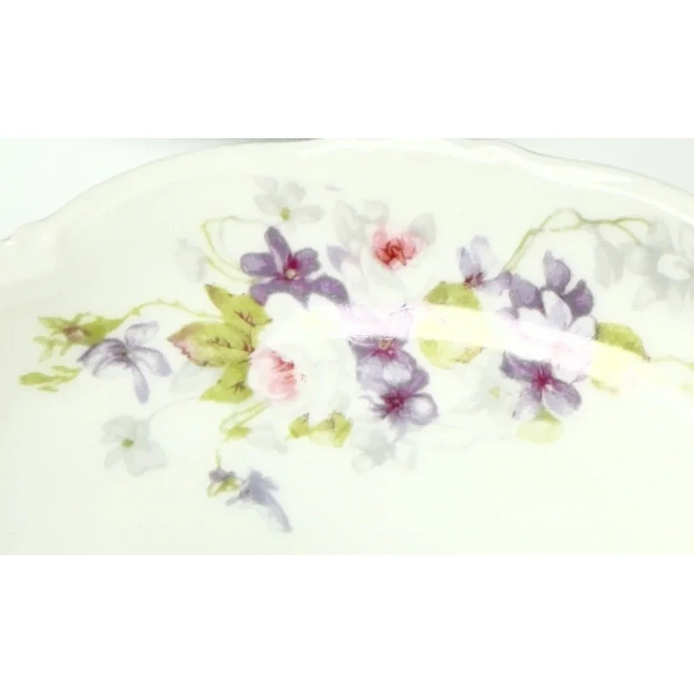 19th C  C.A. Limoges France Rose Violet Spray Scalloped Victorian 5
